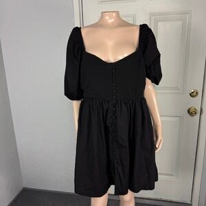 Anthropologie Maeve Puff Sleeve Sweatheart Women's Dress 4 XL Cotton Stretch J27